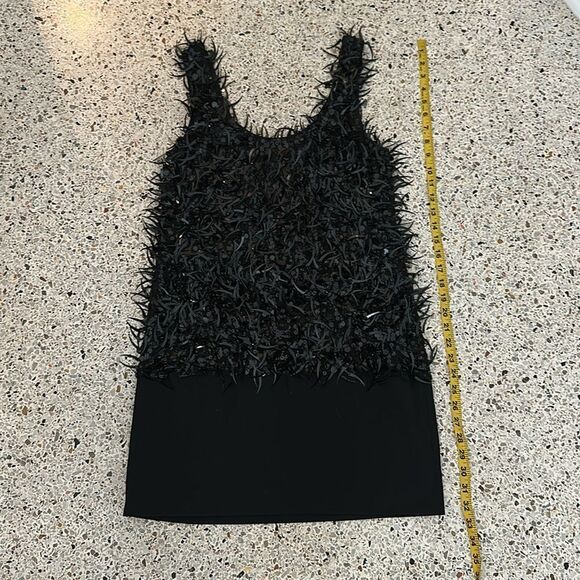 Theory black crescent beaded sequin mini cocktail dress 4 - Picture 6 of 9